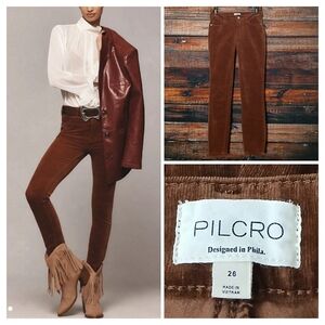 Pilcro Anthropologie Corduroy Pants 26 High Rise Skinny Brown Stretch